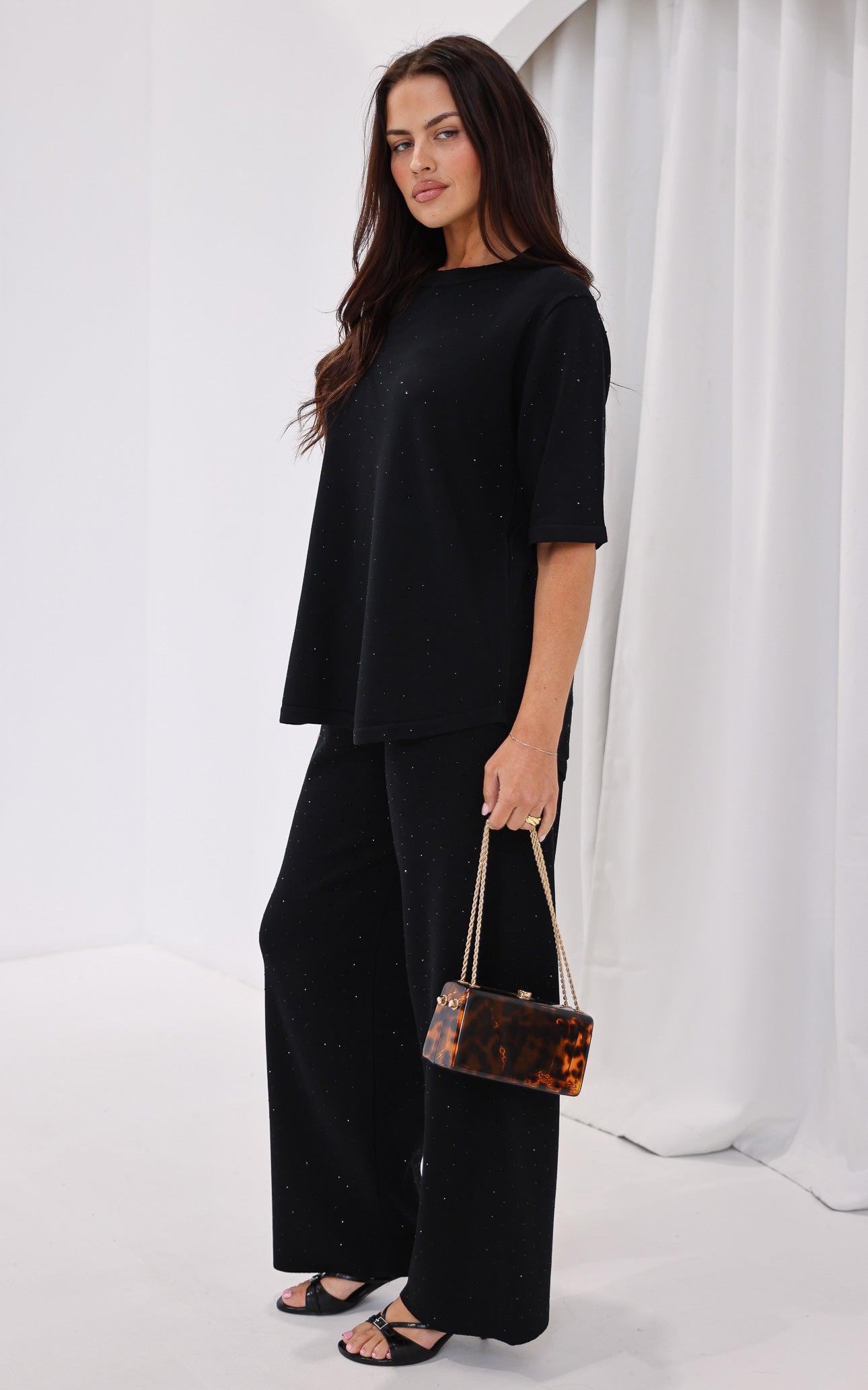 Kenzia Diamante Knit Top - Black