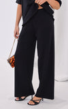 (PREORDER) Kenzia Diamante Wide Leg Pants - Black
