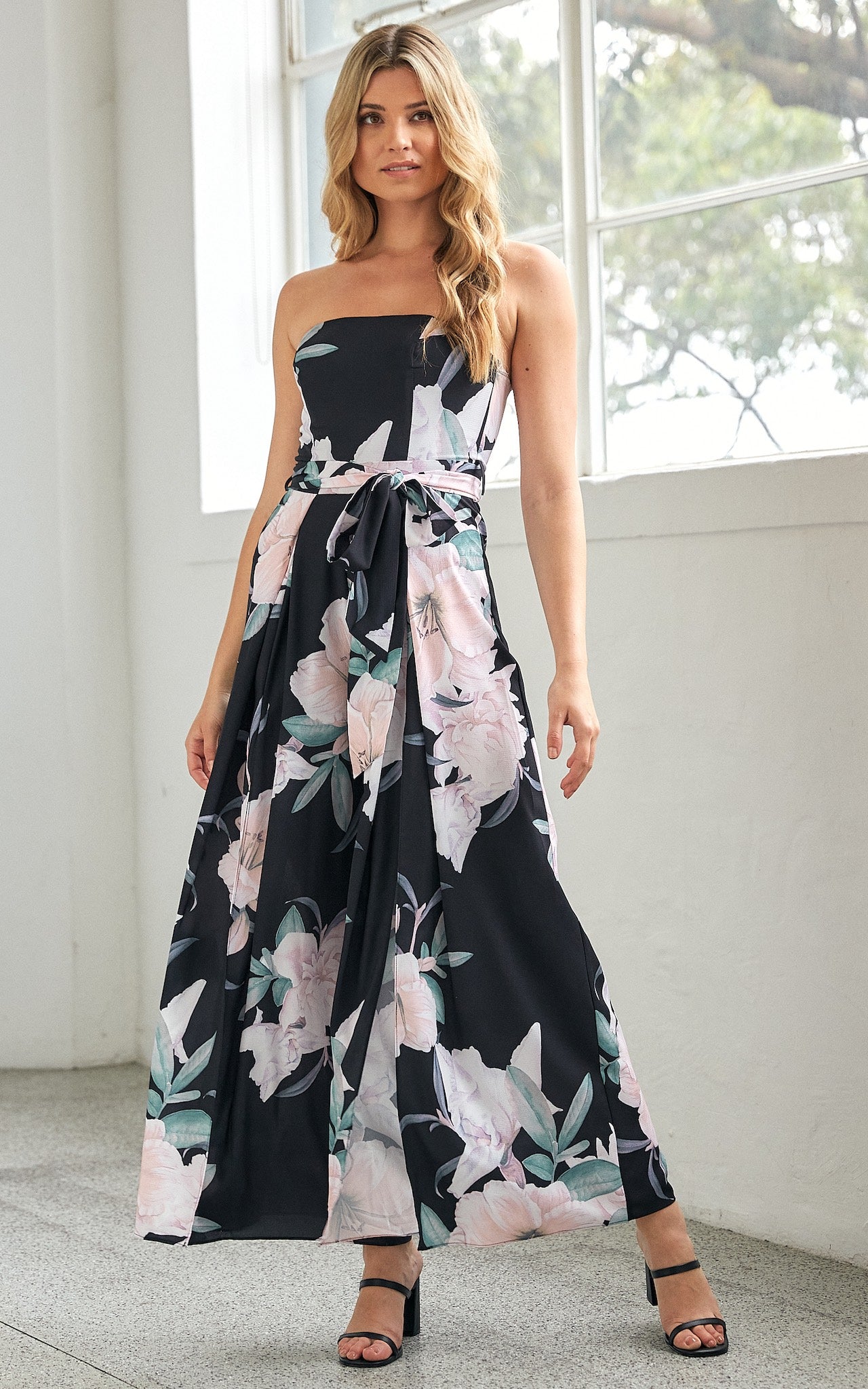 Lagoon Split Detail Jumpsuit - Black Floral