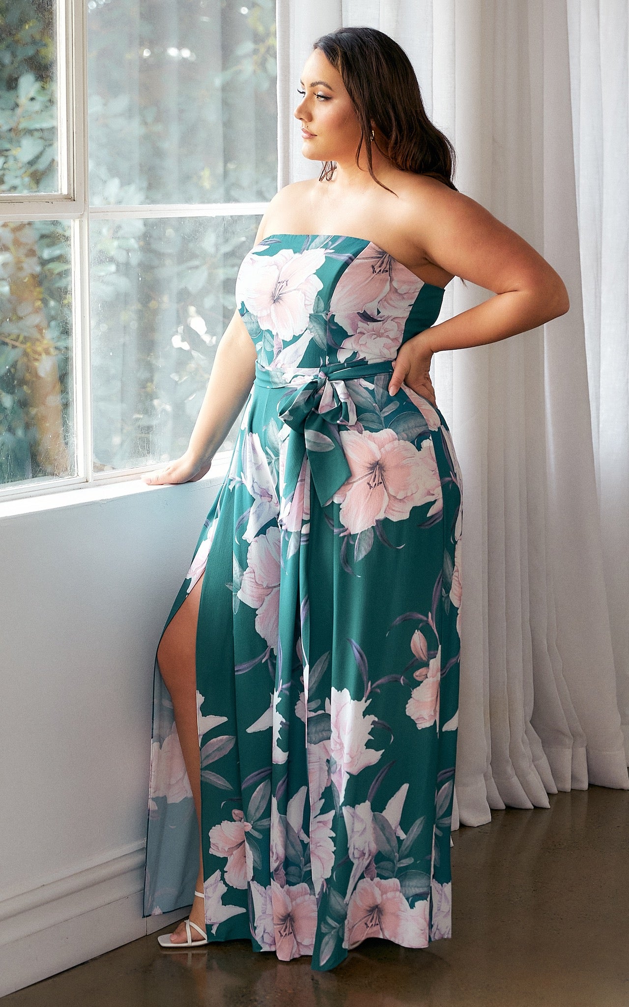 Lagoon Split Detail Jumpsuit - Green Floral