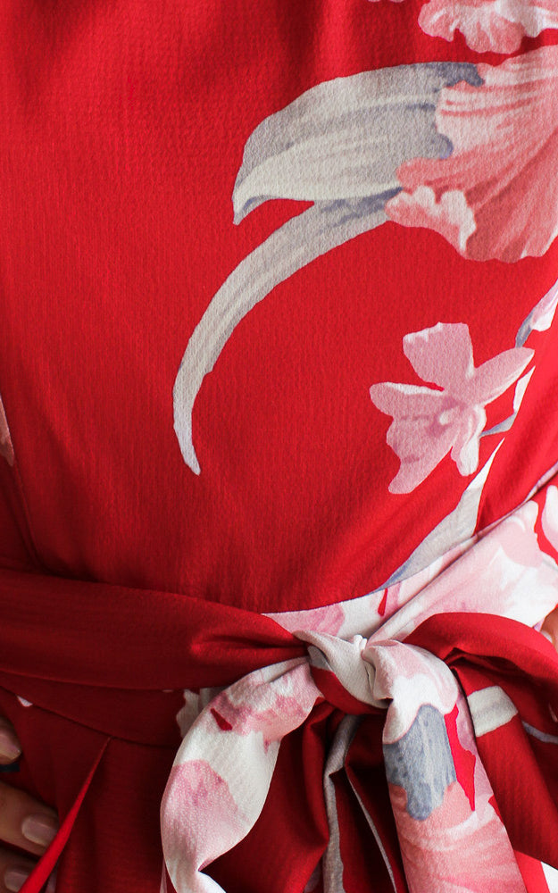 Lagoon Split Detail Jumpsuit - Red Floral