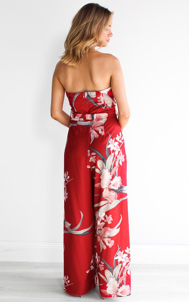 Lagoon Jumpsuit - Red Floral