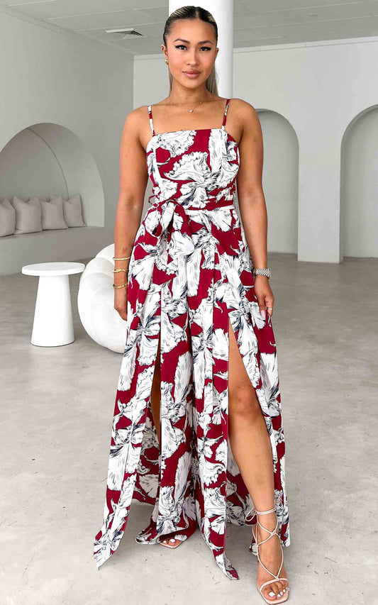 Lagoon Jumpsuit - Wine Print