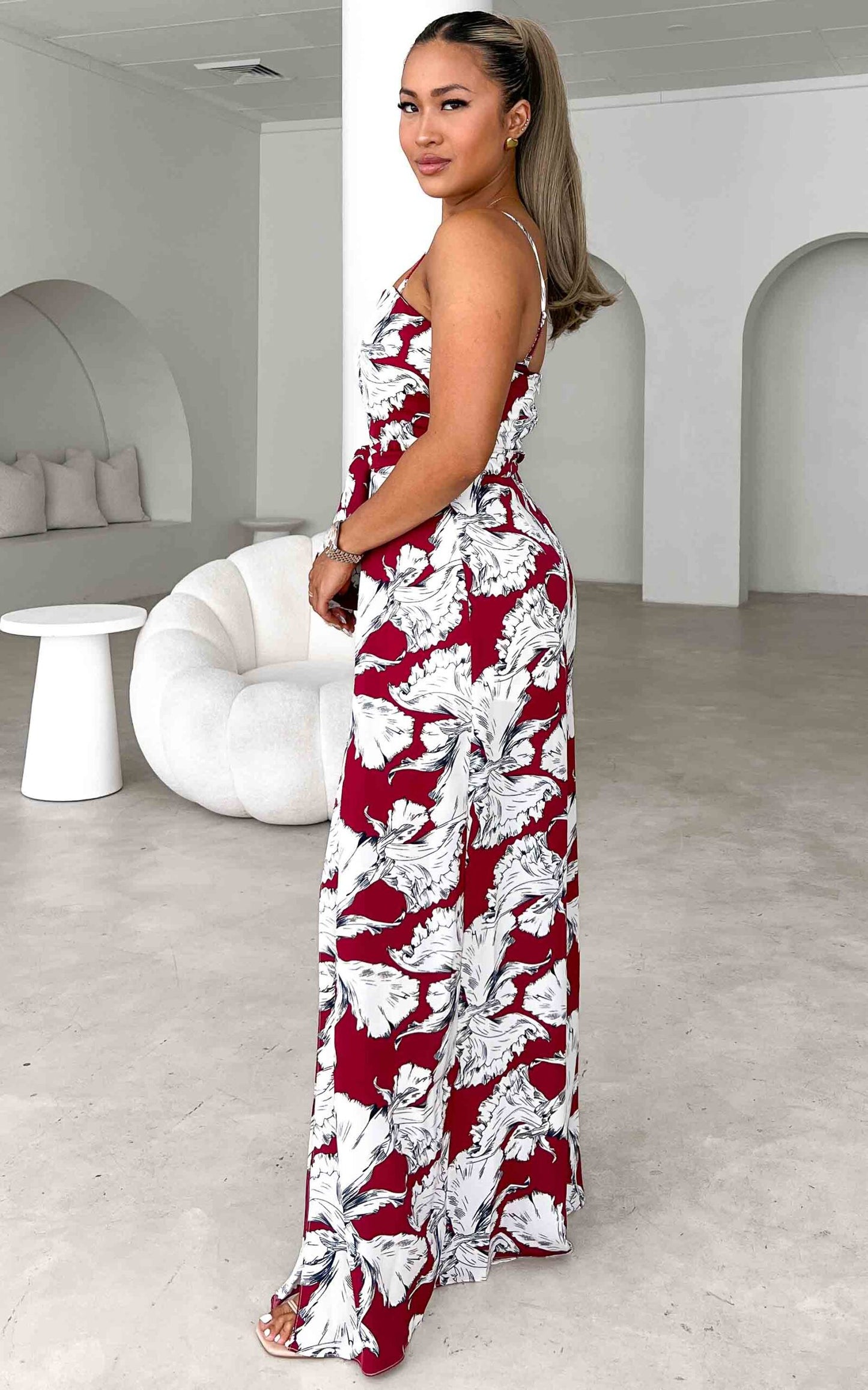 Lagoon Jumpsuit - Wine Print