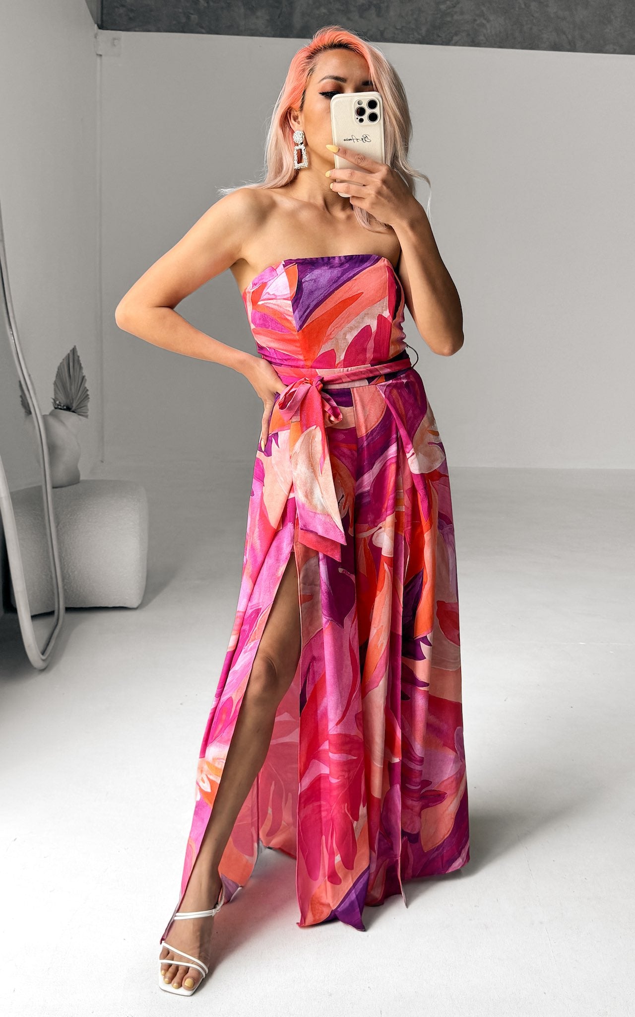 Lagoon Jumpsuit - Pink Abstract Print