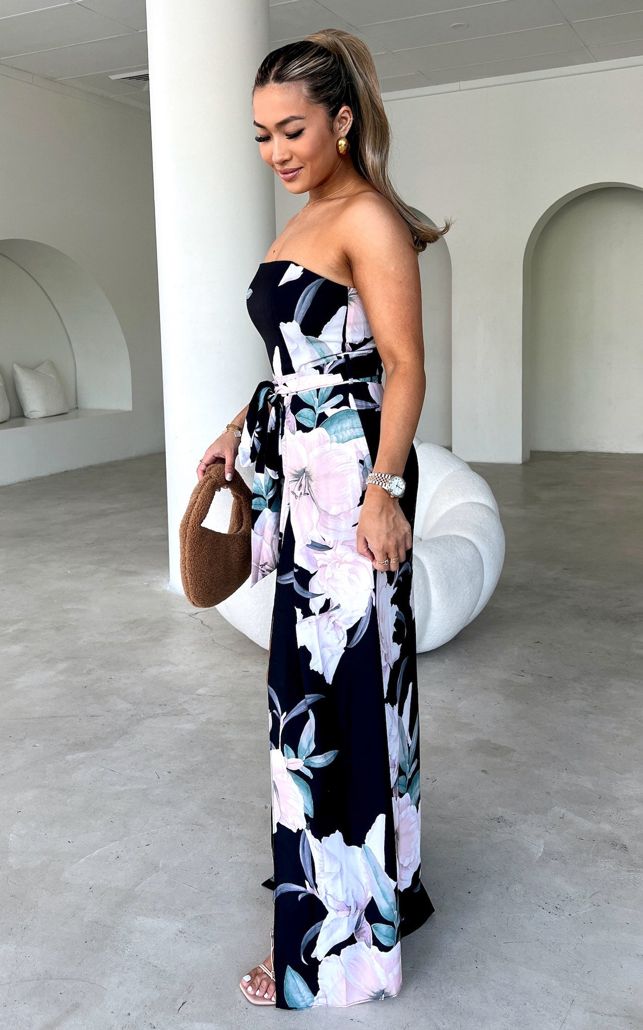 Lagoon Split Detail Jumpsuit - Black Floral