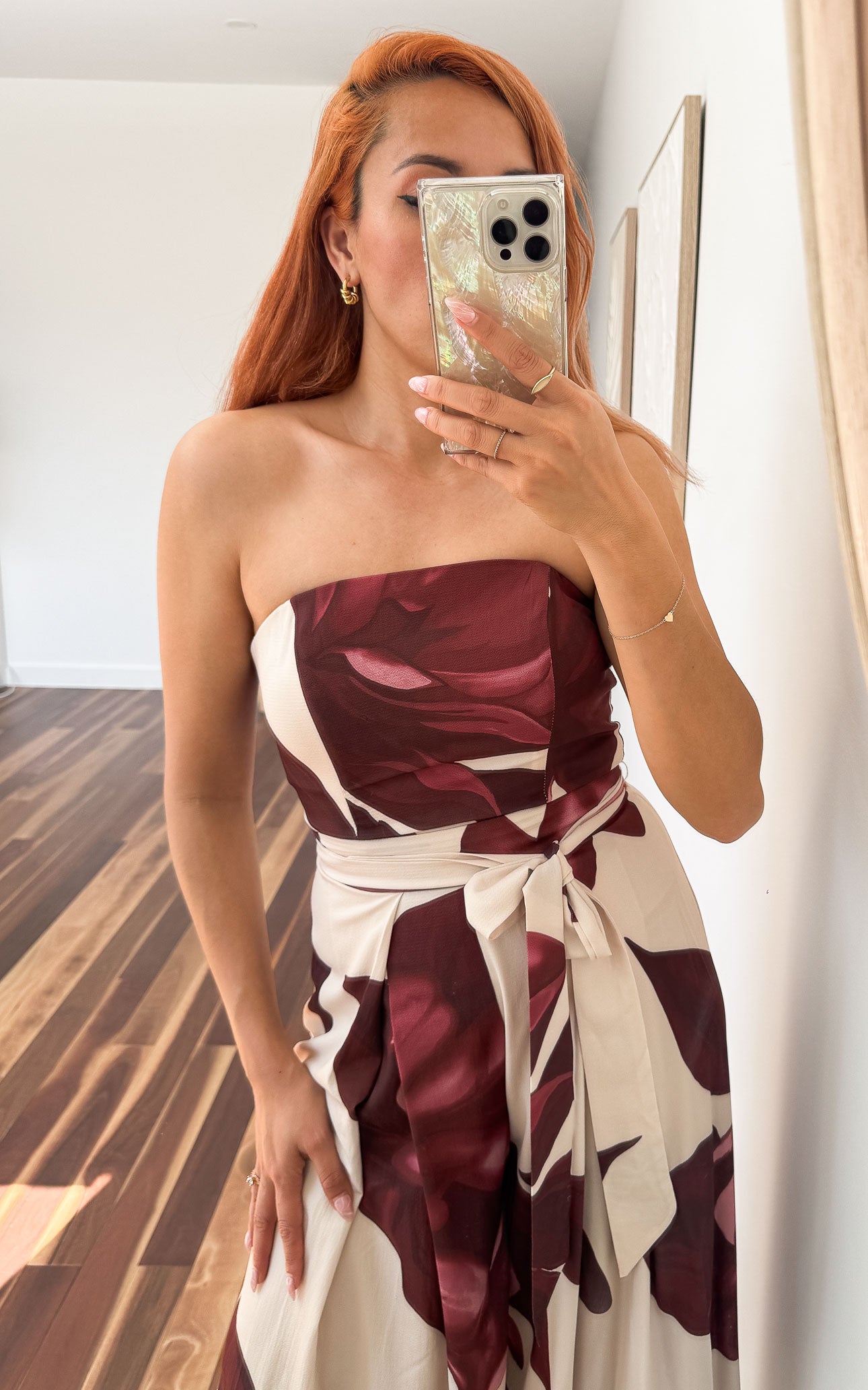 Lagoon Shirred Back Panel Jumpsuit - Cream Wine Floral