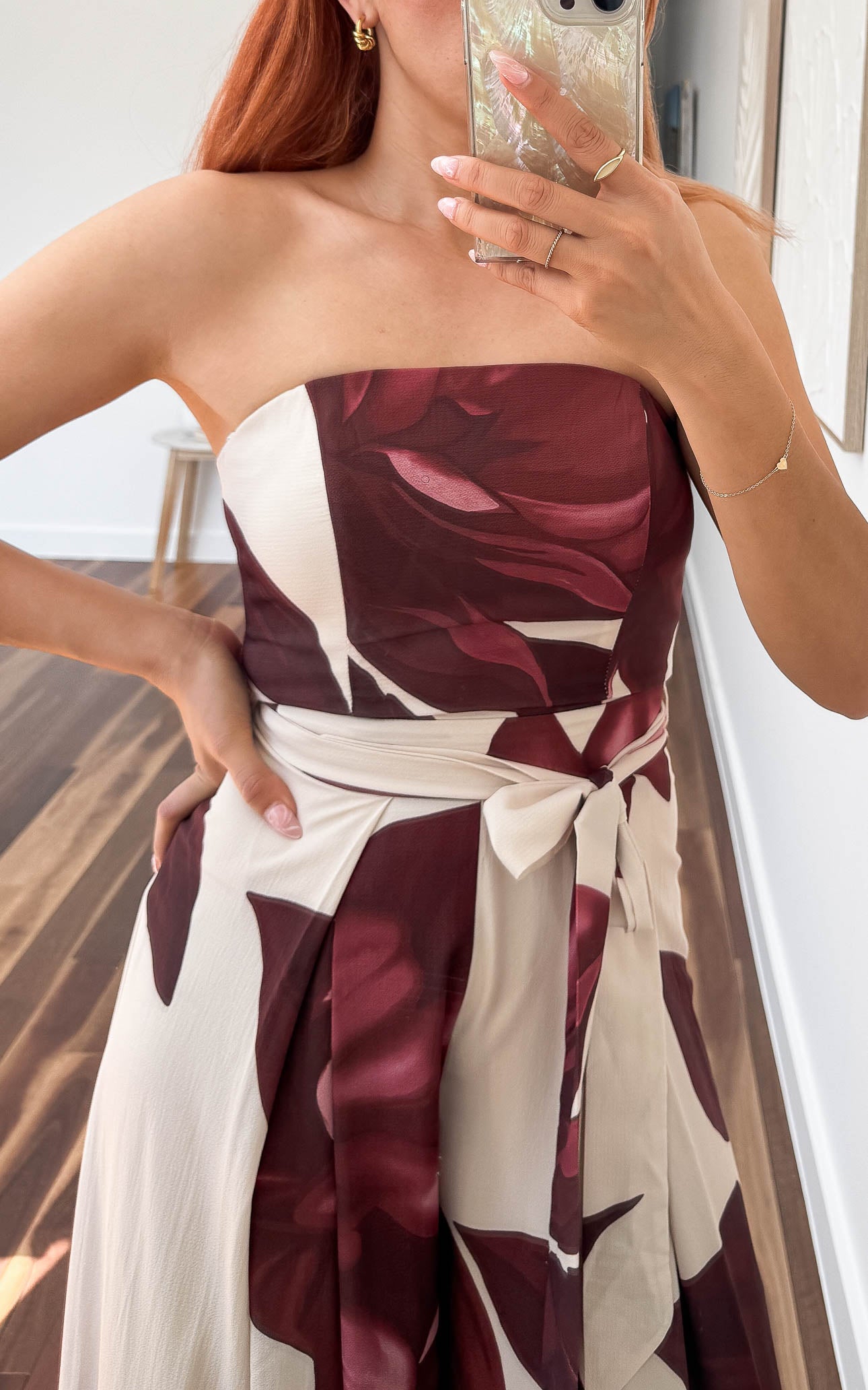 Lagoon Shirred Back Panel Jumpsuit - Cream Wine Floral