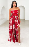 Lagoon Split Detail Jumpsuit - Red Floral