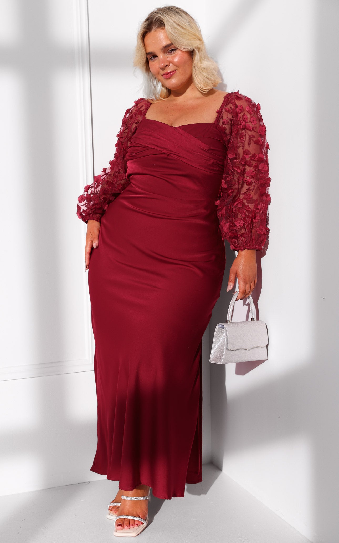 MARTISHA ASYMMETRIC OFF SHOULDER LONG BALLOON SLEEVE SPLIT MAXI DRESS - GREEN PEACH MULTI PRINT By Amica MARTISHA ASYMMETRIC OFF SHOULDER LONG BALLOON SLEEVE SPLIT MAXI DRESS - GREEN PEACH MULTI PRINT By Amica