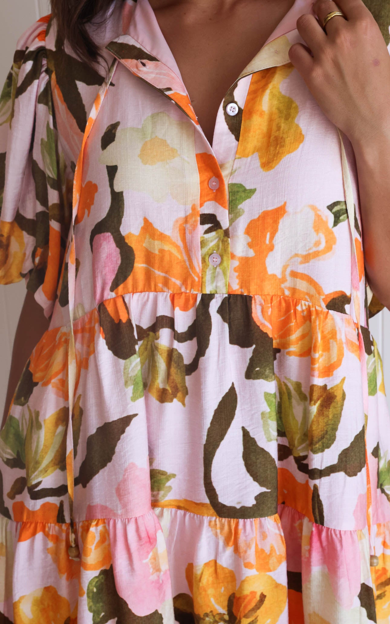 Leighton Mini Dress - Pink Orange Floral