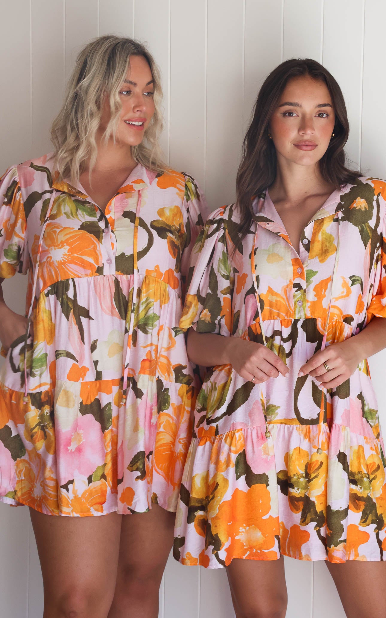 Leighton Mini Dress - Pink Orange Floral