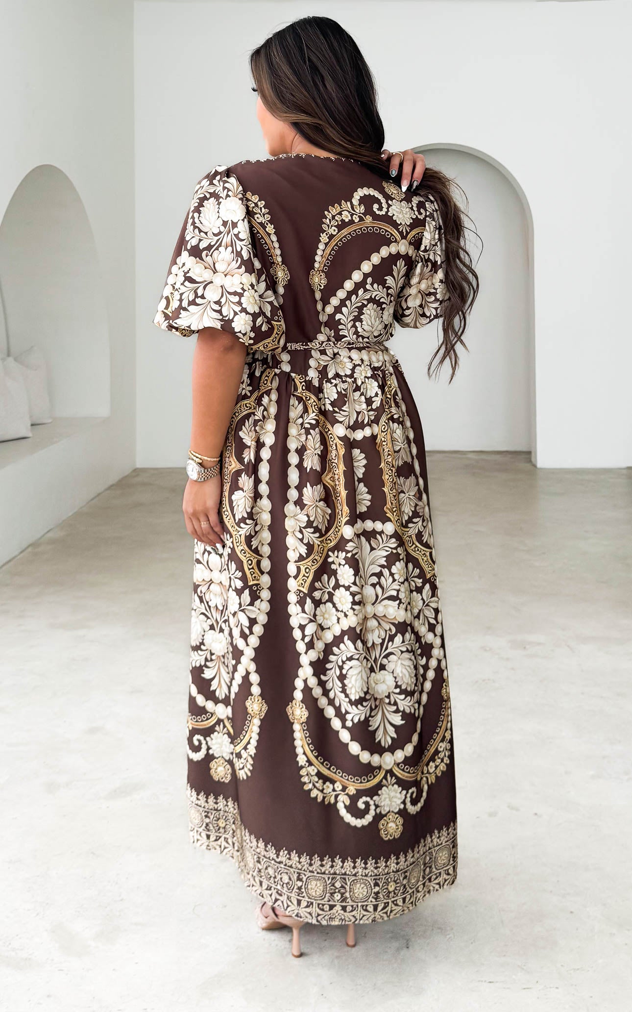 Leighton Maxi Dress - Brown Print