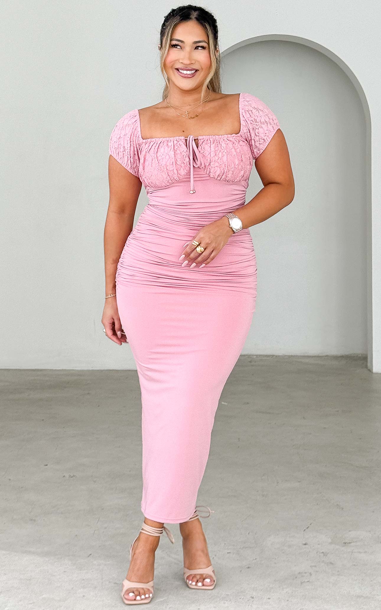 Lelanie Midi Dress - Pink