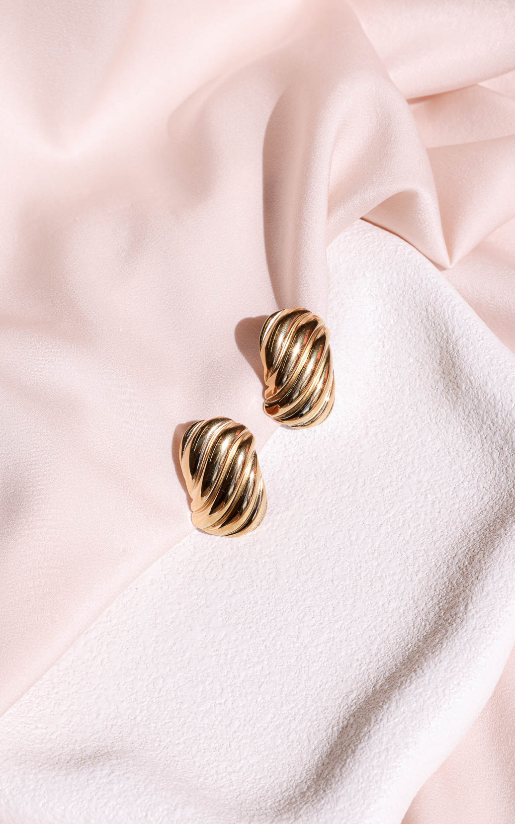 Lenore Stud Earrings - Gold Ripple Texture