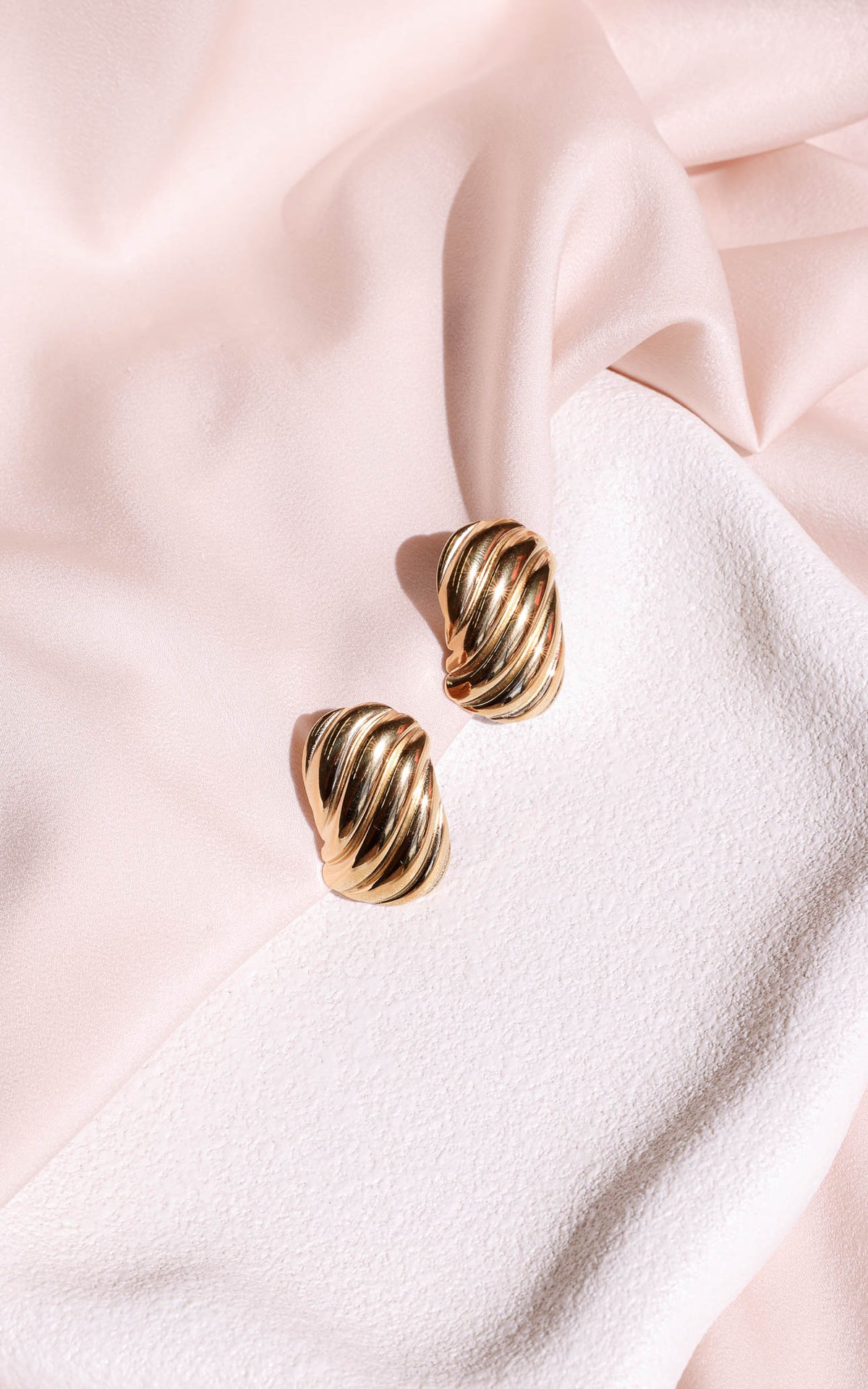 Lenore Stud Earrings - Gold Ripple Texture