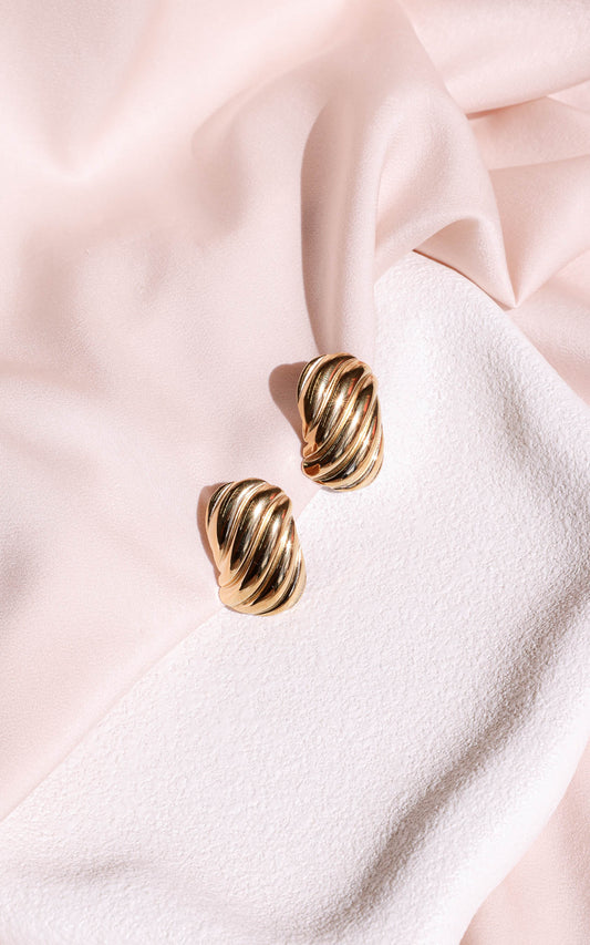 Lenore Stud Earrings - Gold Ripple Texture