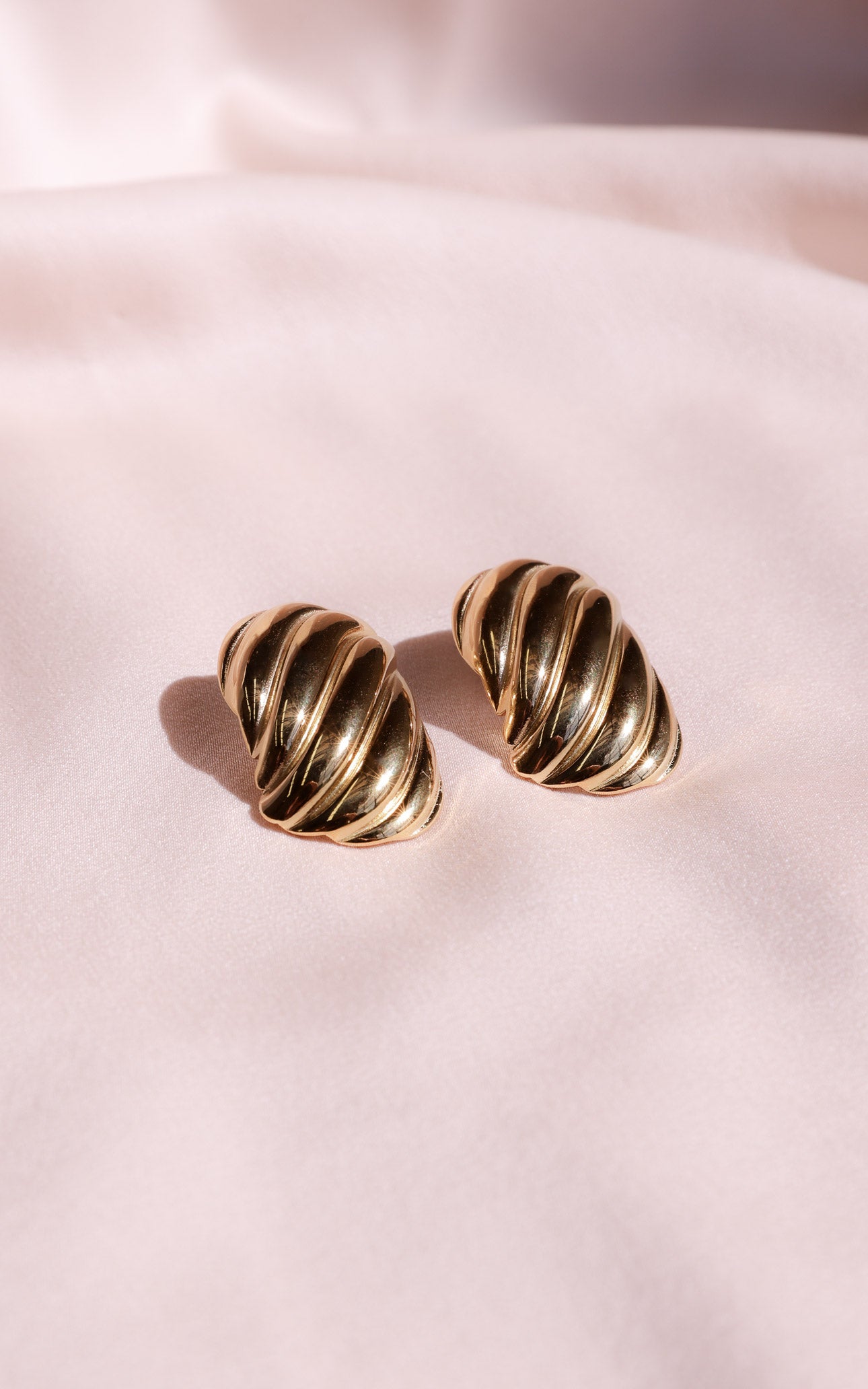 Lenore Stud Earrings - Gold Ripple Texture