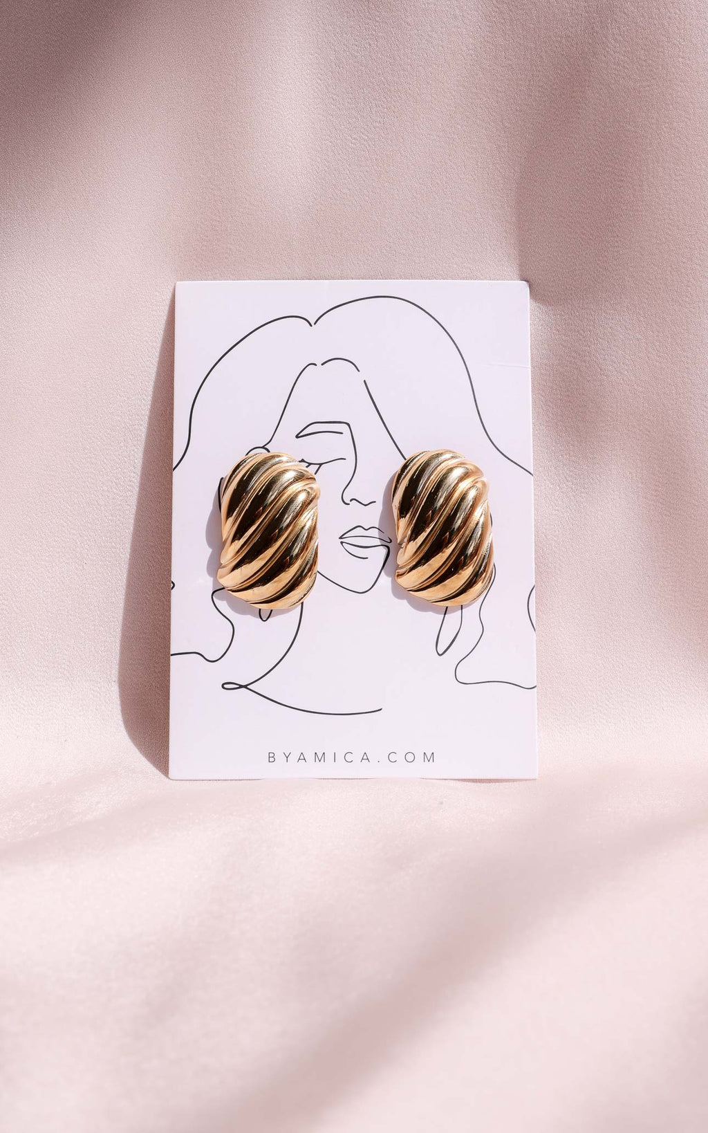 Lenore Stud Earrings - Gold Ripple Texture