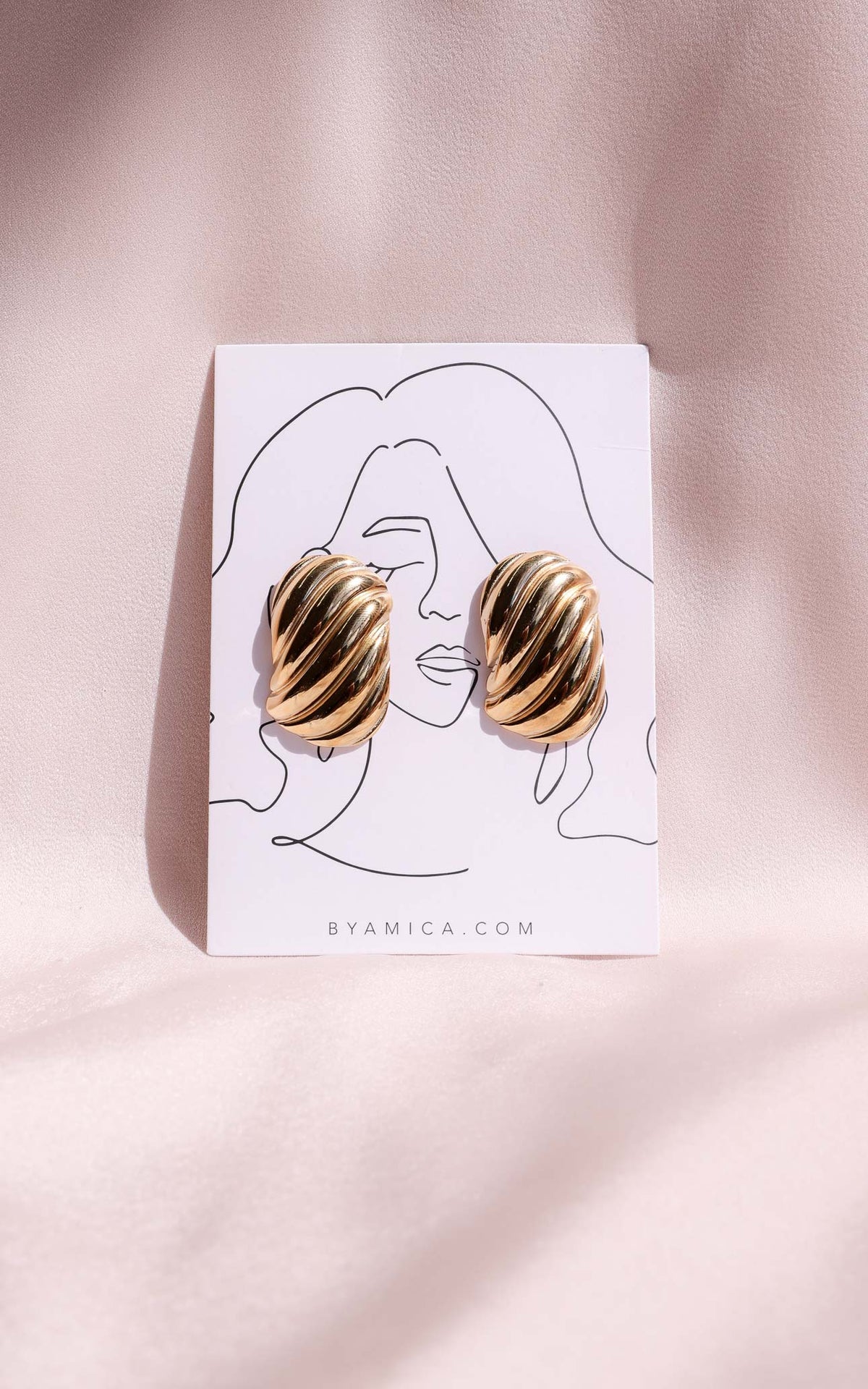 Lenore Stud Earrings - Gold Ripple Texture
