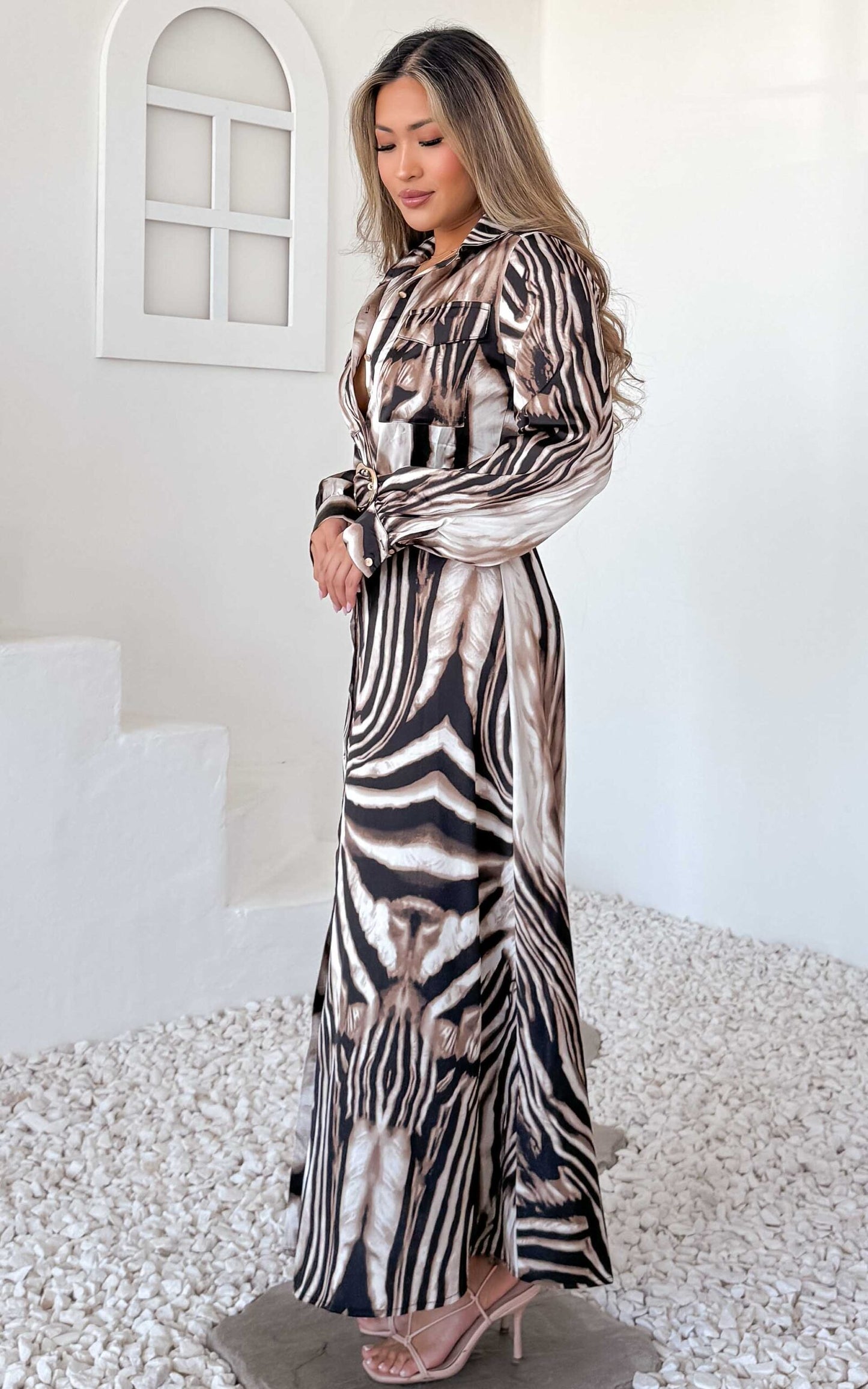 Leorri Maxi Dress - Mocha Zebra Print