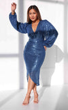 Leslie Sequin Dress - Sapphire Blue