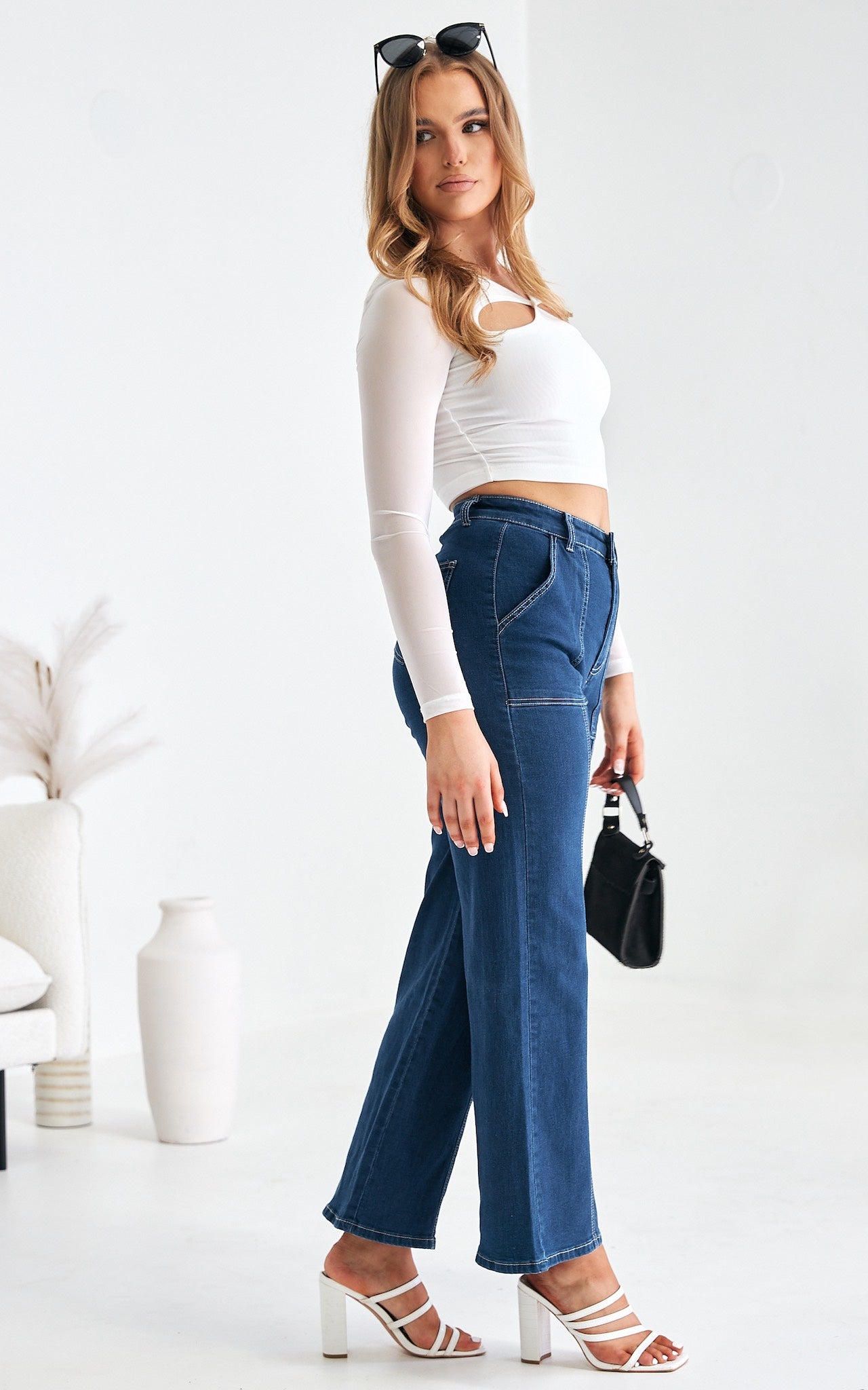 Robbie Wide Leg Jeans - Dark Blue