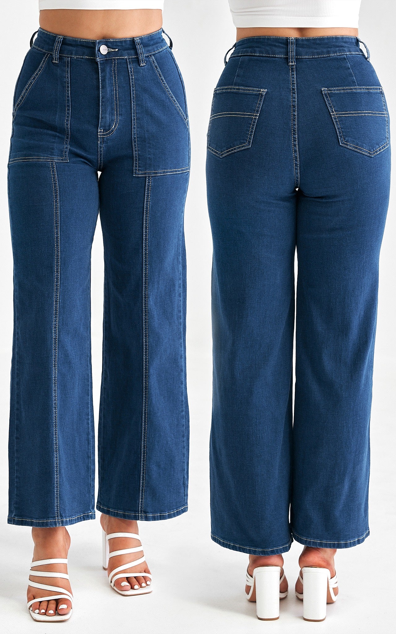 Robbie Wide Leg Jeans - Dark Blue