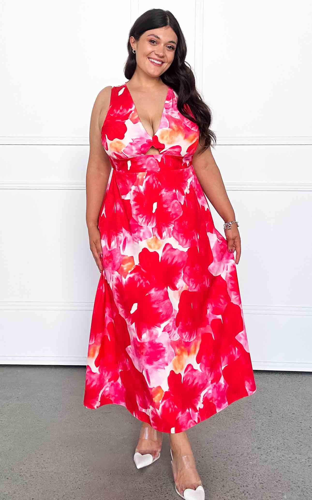 Liora Sleeveless Maxi Dress - Red Multi Floral