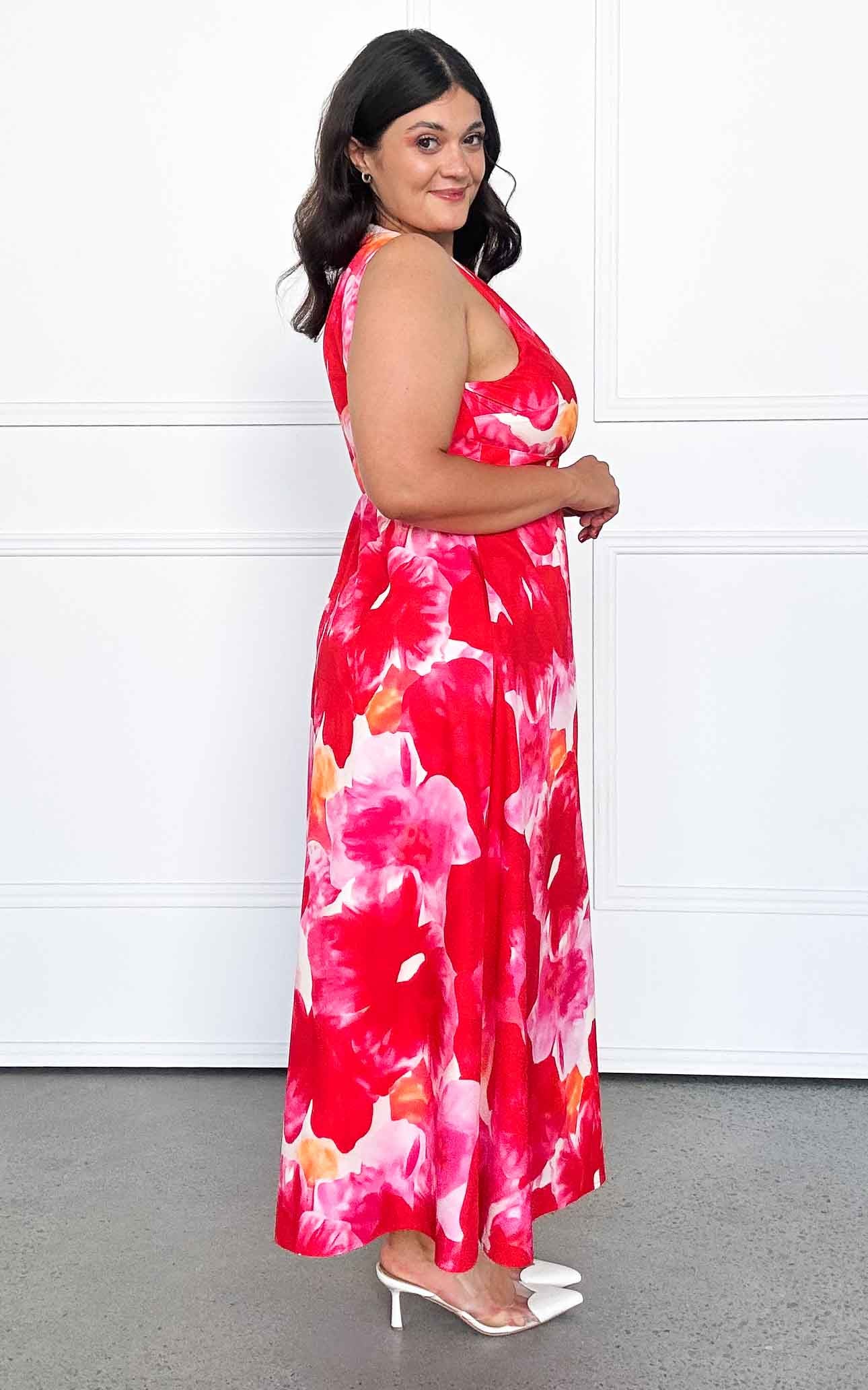 Liora Sleeveless Maxi Dress - Red Multi Floral