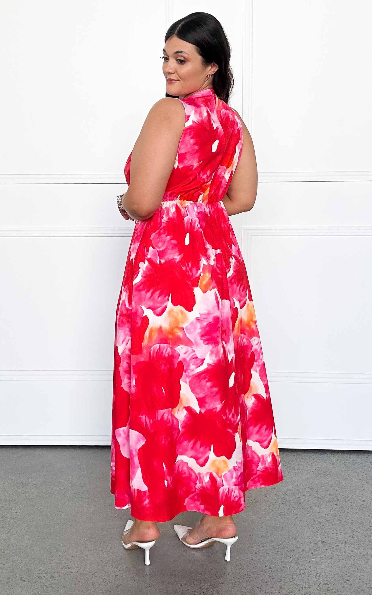 Liora Sleeveless Maxi Dress - Red Multi Floral