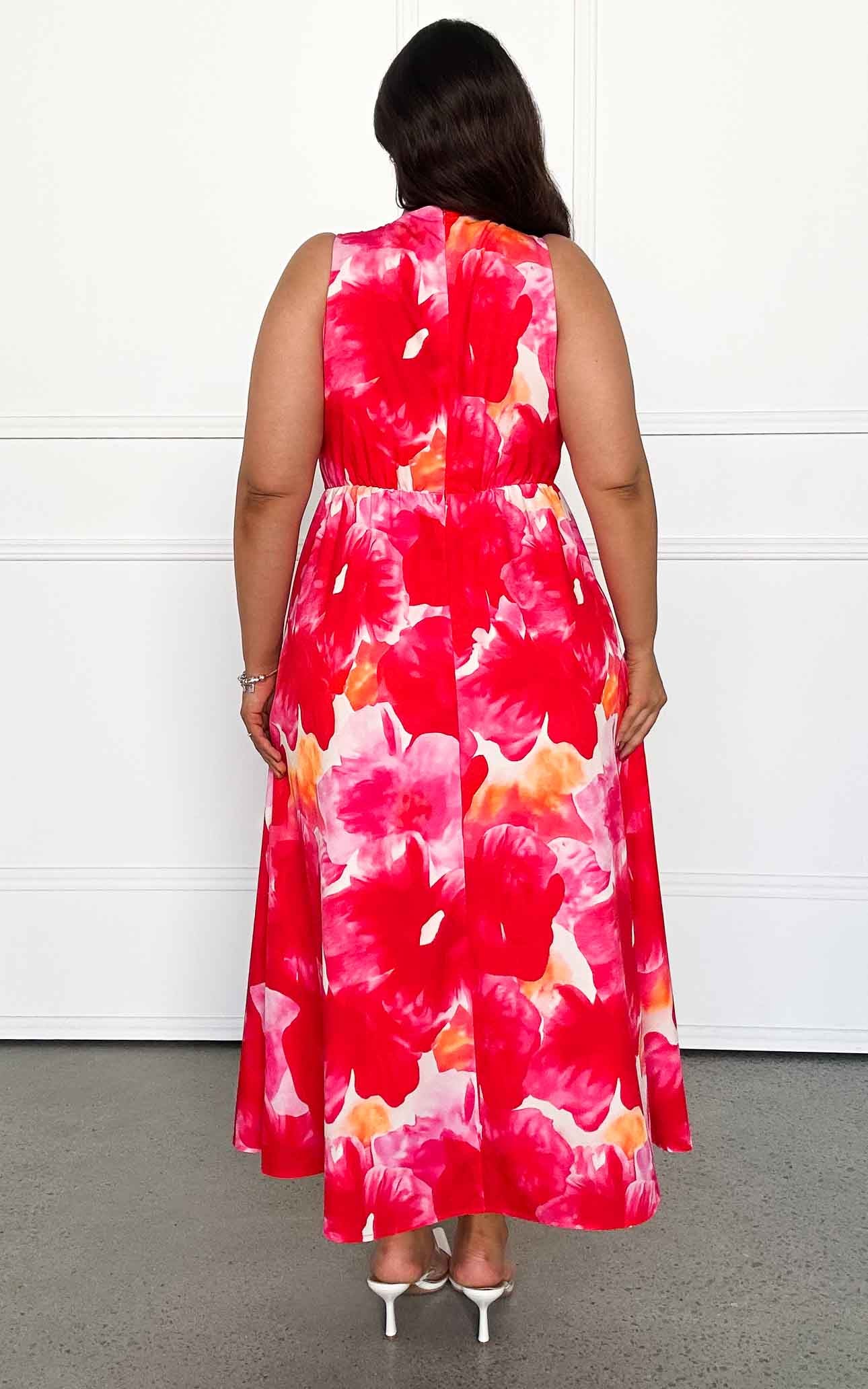 Liora Sleeveless Maxi Dress - Red Multi Floral