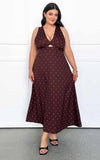 Liora Maxi Dress - Chocolate Brown Cream Diamond
