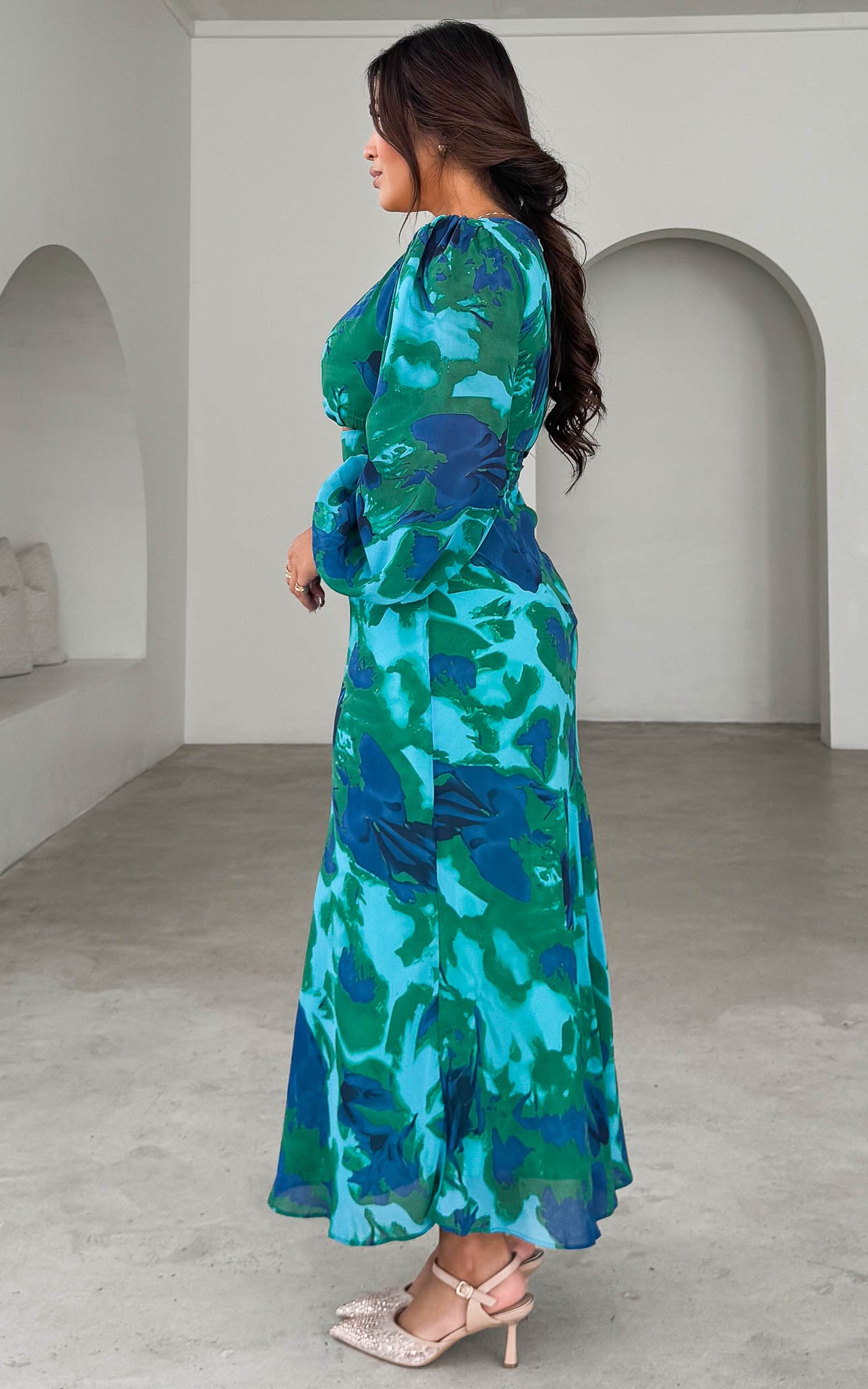 Lior Maxi Dress - Green Blue Print
