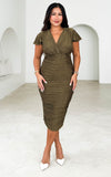 Livette Midi Dress - Gold Metallic