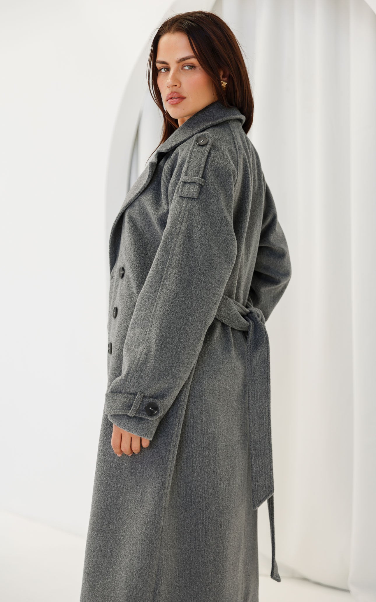 London Trench Coat - Grey Marle