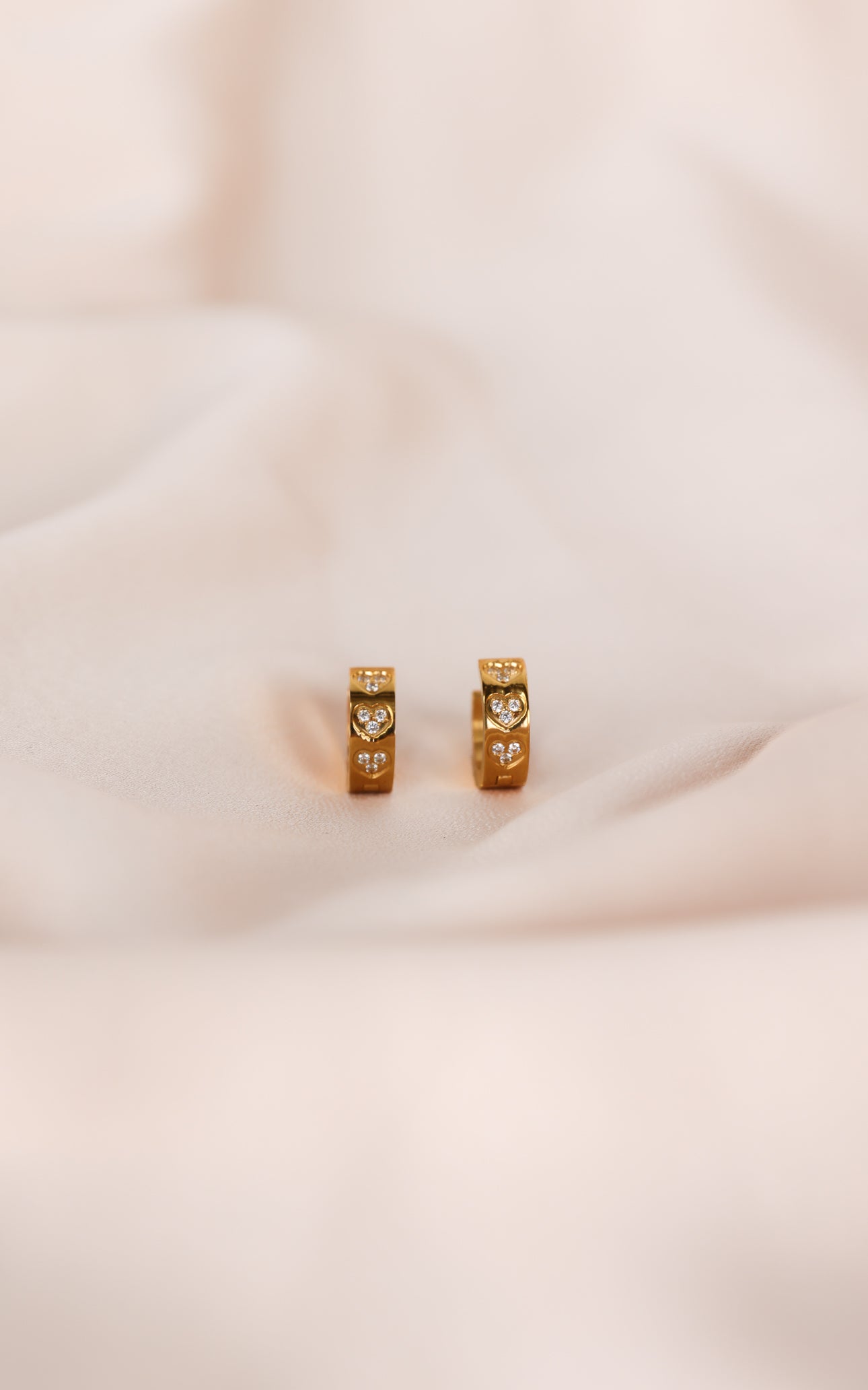 Loreta Hoop Earrings - Gold Half Heart Diamante
