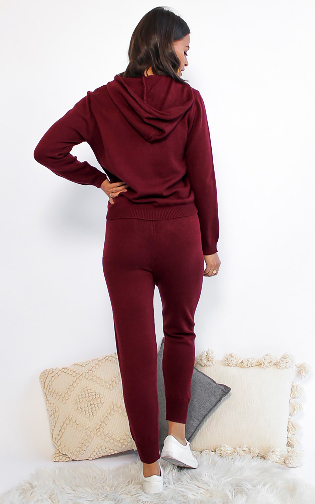 Lounging Around Knit Pants - Burgundy