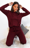 Lounging Around Knit Pants - Burgundy