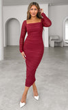 Lovick Mesh Midi Dress - Wine