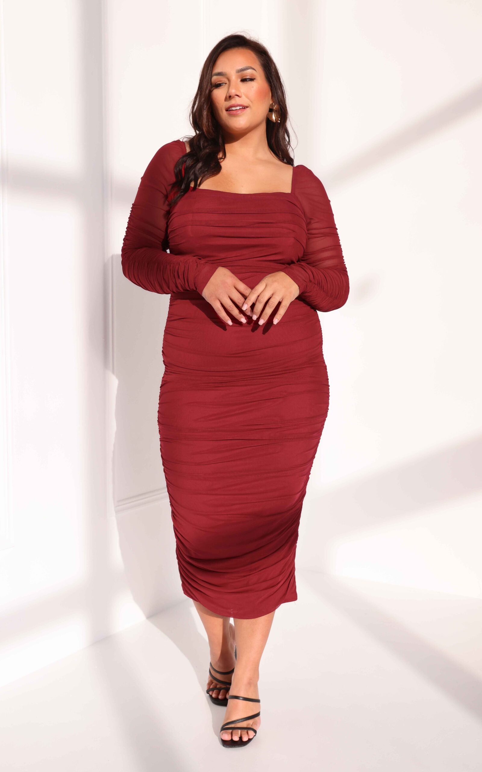 Lovick Mesh Midi Dress - Wine