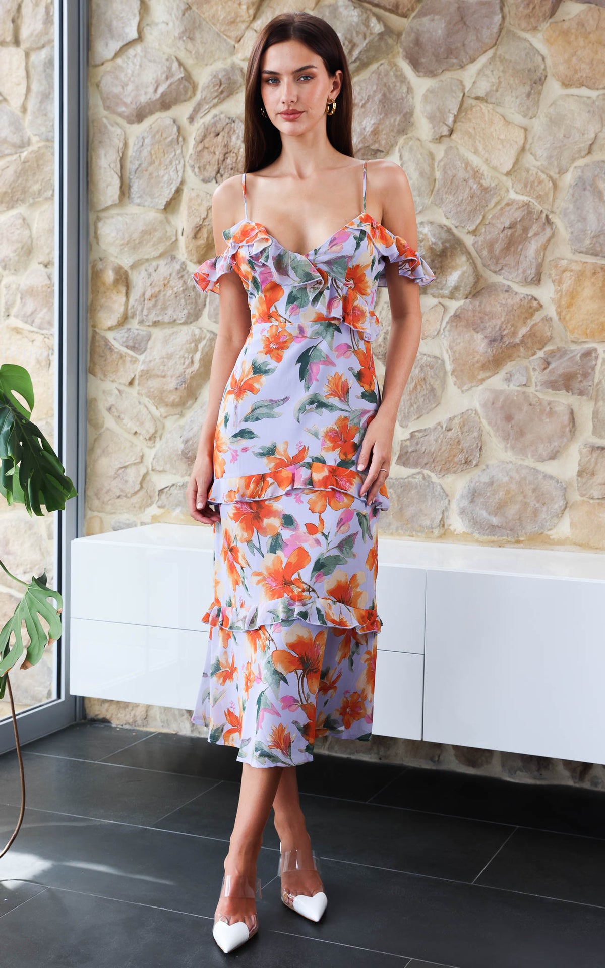 Lozzie Maxi Dress - Purple Orange Floral