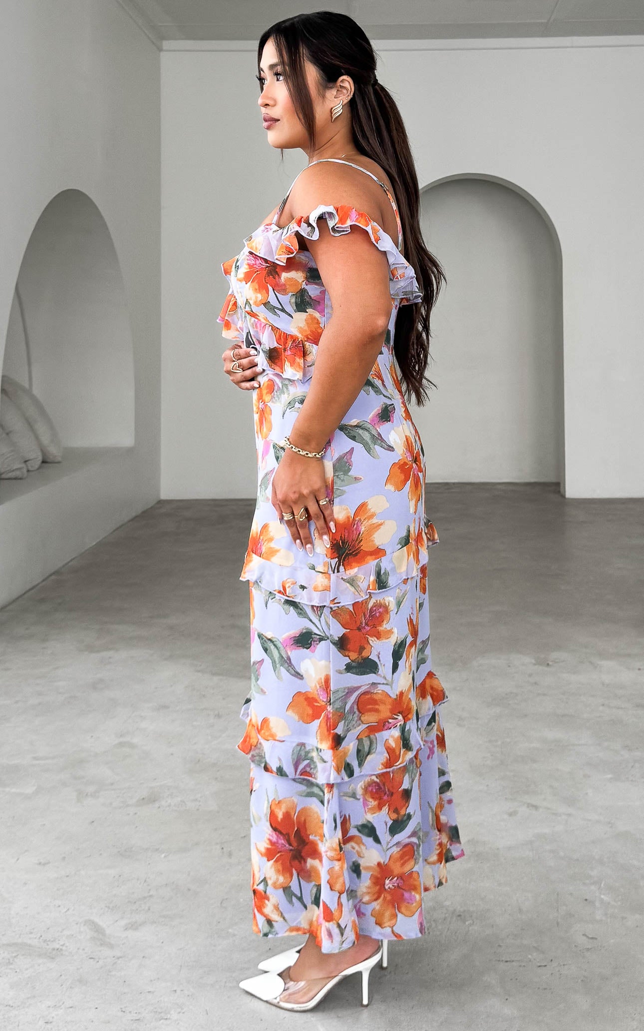 Lozzie Maxi Dress - Purple Orange Floral