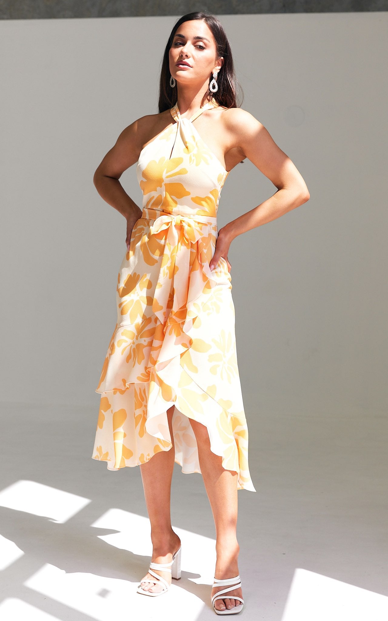 Lucetta Midi Dress - Honey Yellow Print