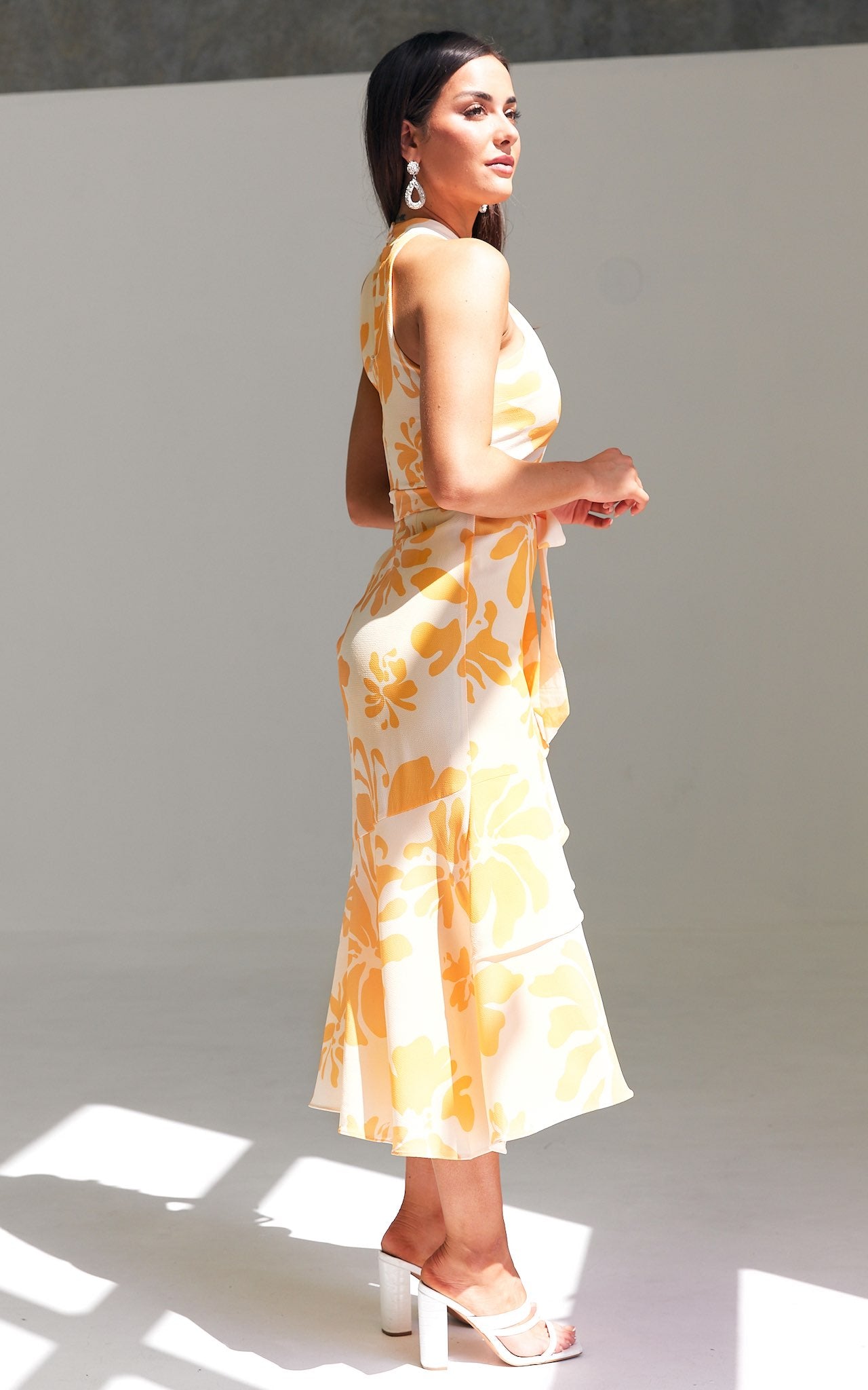 Lucetta Midi Dress - Honey Yellow Print