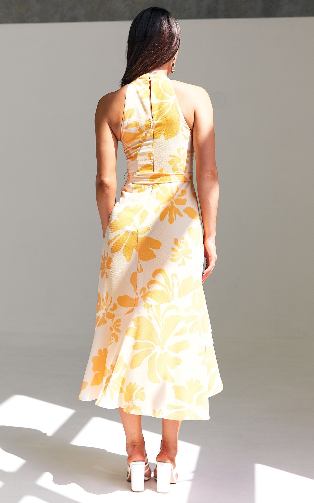 Lucetta Midi Dress - Honey Yellow Print