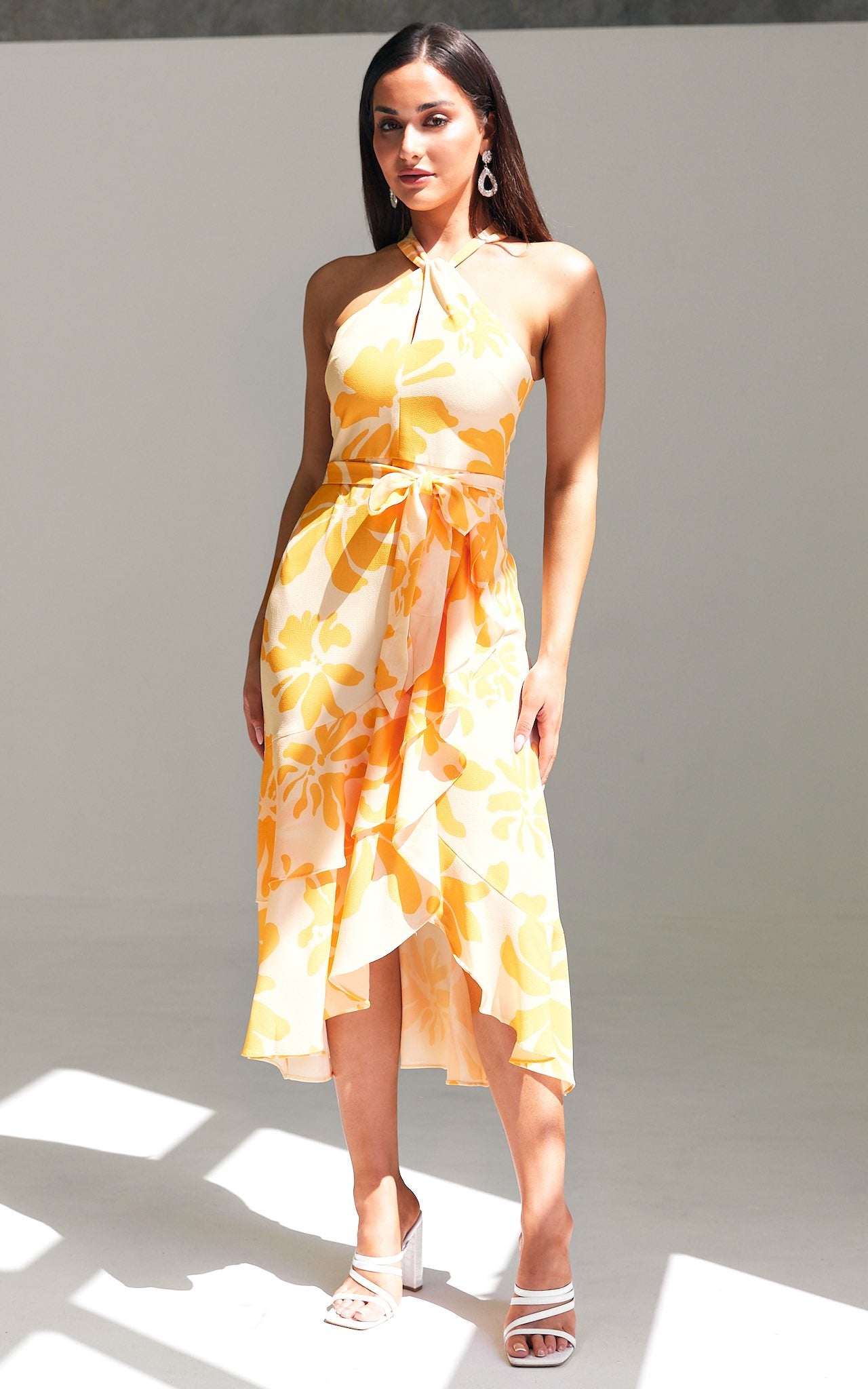 Lucetta Midi Dress - Honey Yellow Print