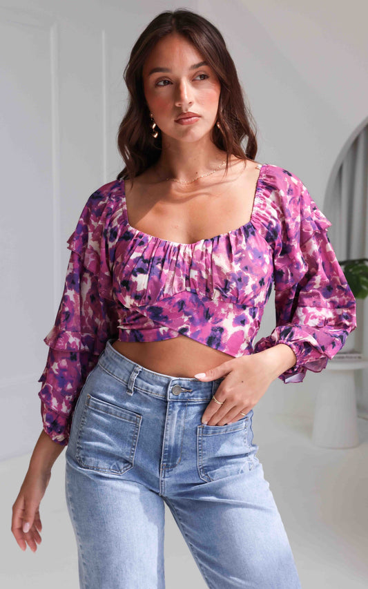 Luella Crop Top - Purple Floral