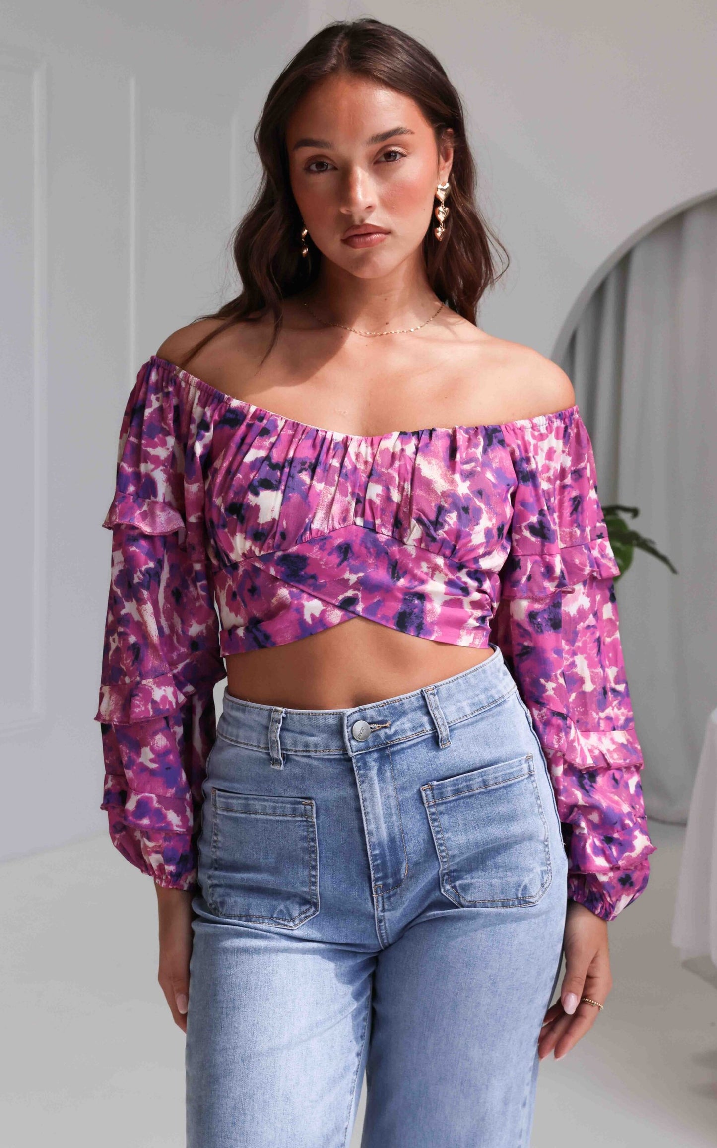 Luella Crop Top - Purple Floral