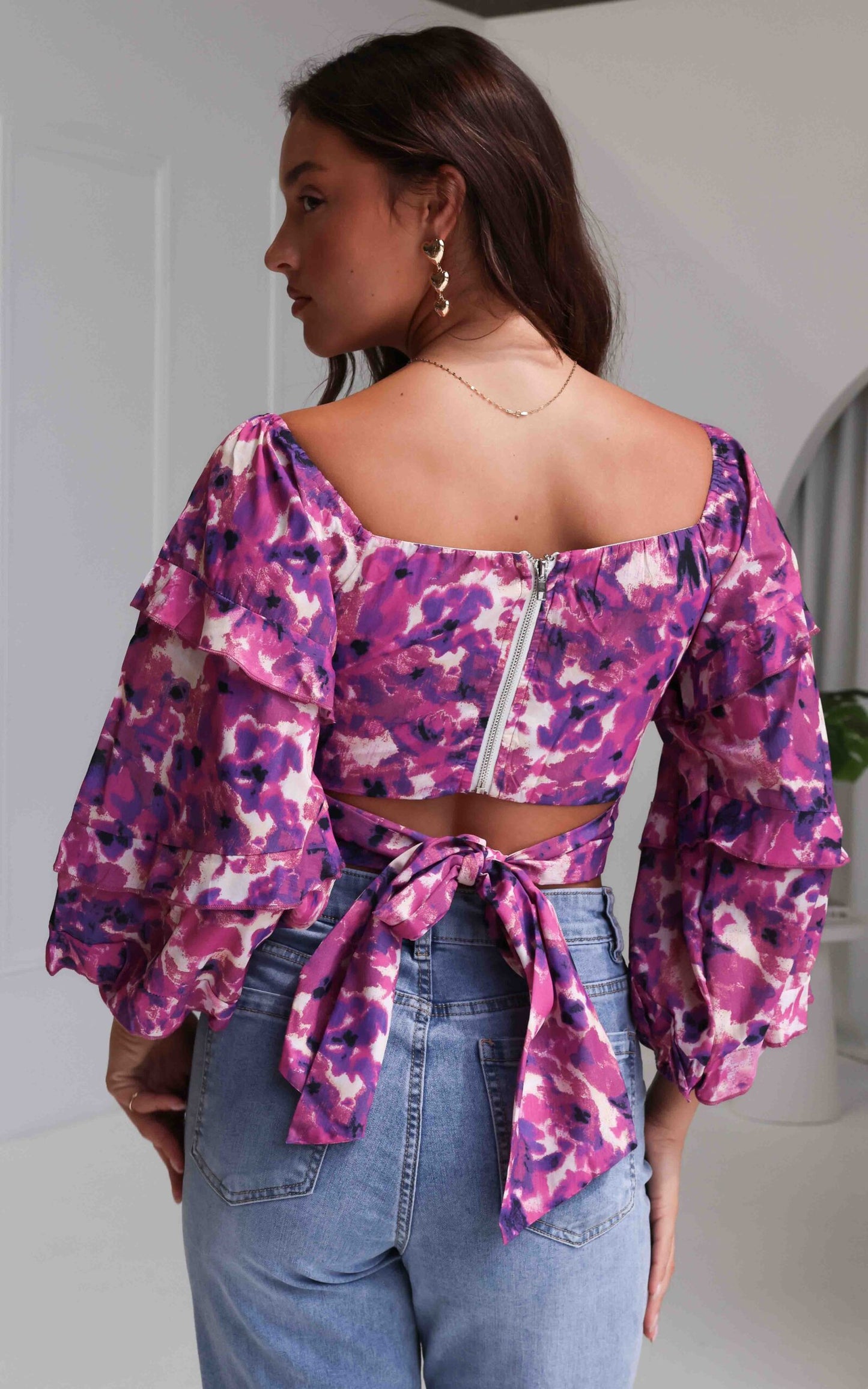 Luella Crop Top - Purple Floral